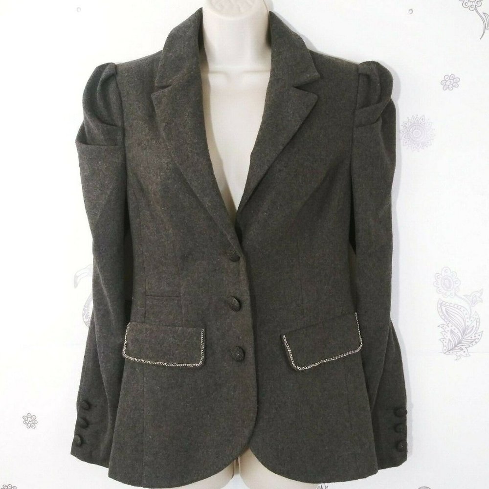 BKE Buckle Small Gray Wool Blend Blazer